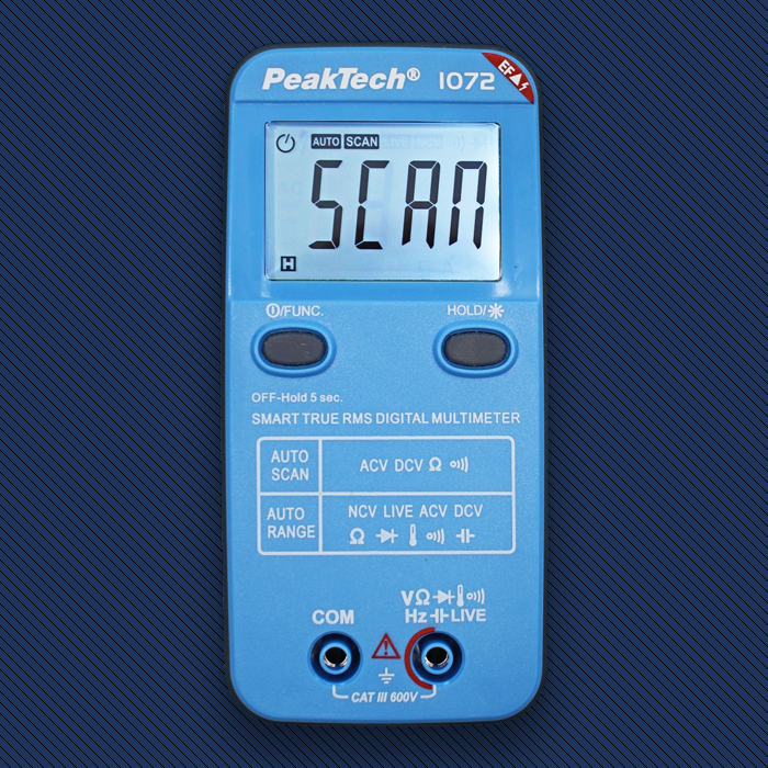 multimetr cyfrowy PeakTech P 1071, miernik napięcia AC/DC, tester prądu 600V, NCV bezdotykowe wykrywanie napięcia, Live Test wykrywanie przewodów, multimetr elektryczny, miernik rezystancji, sprzęt dla elektryków