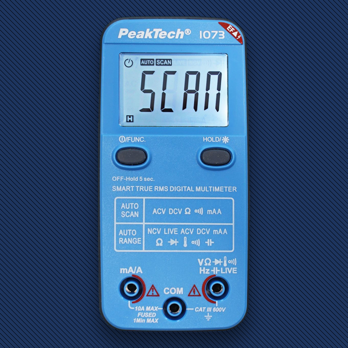 multimetr cyfrowy PeakTech P 1073, miernik napięcia AC/DC, tester prądu 600V, NCV bezdotykowe wykrywanie napięcia, Live Test wykrywanie przewodów, multimetr elektryczny, miernik rezystancji, sprzęt dla elektryków