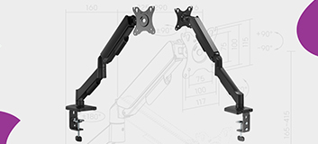 ramię monitora z USB, uchwyt monitora do biurka, regulowane ramię monitorowe, uchwyt z portami USB-C, monitor arm Spacetronik, ramię do monitora 32 cali, ergonomiczny uchwyt biurkowy, Spacetronik SPAE111