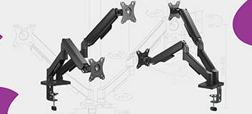 ramię monitora z USB, uchwyt monitora do biurka, regulowane ramię monitorowe, uchwyt z portami USB-C, monitor arm Spacetronik, ramię do monitora 32 cali, ergonomiczny uchwyt biurkowy, Spacetronik SPAE121