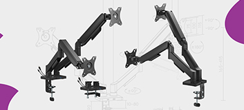 ramię monitora z USB, uchwyt monitora do biurka, regulowane ramię monitorowe, uchwyt z portami USB-C, monitor arm Spacetronik, ramię do monitora 32 cali, ergonomiczny uchwyt biurkowy, Spacetronik SPAG122