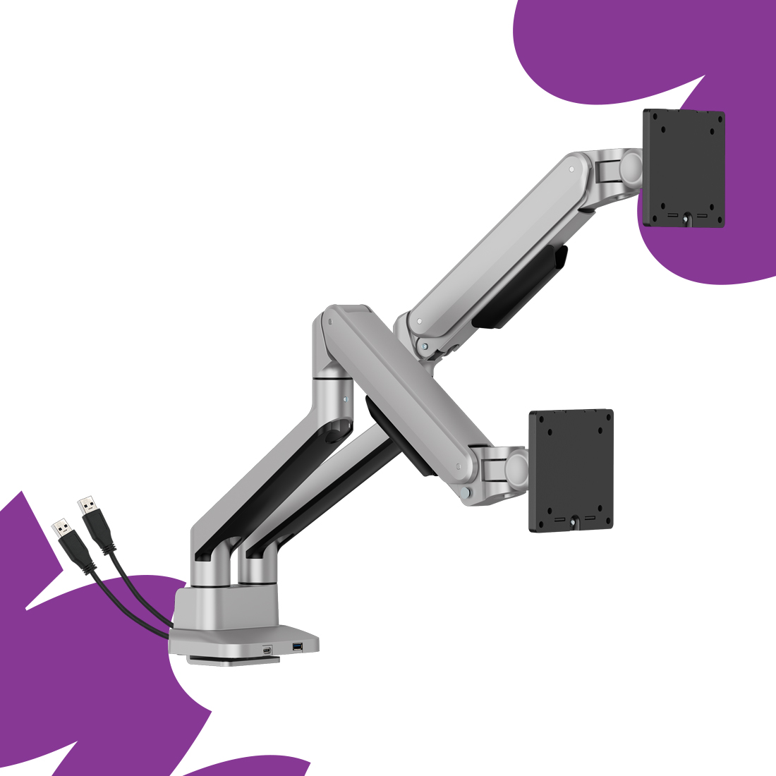 uchwyt do monitora z USB-C, uchwyt biurkowy z portami usb, ramię do monitora deluxe, uchwyt Spacetronik z USB, uchwyt monitorowy sprężynowy, uchwyt do monitora 40 cali, ramię pole mounted z usb, ergonomiczny uchwyt monitora