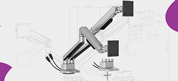 uchwyt do monitora z USB-C, uchwyt biurkowy z portami usb, ramię do monitora deluxe, uchwyt Spacetronik z USB, uchwyt monitorowy sprężynowy, uchwyt do monitora 40 cali, ramię pole mounted z usb, ergonomiczny uchwyt monitora