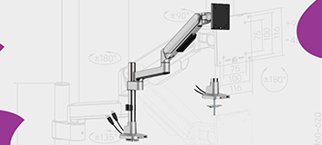 uchwyt do monitora z USB-C, uchwyt biurkowy z portami usb, ramię do monitora deluxe, uchwyt Spacetronik z USB, uchwyt monitorowy sprężynowy, uchwyt do monitora 40 cali, ramię pole mounted z usb, ergonomiczny uchwyt monitora