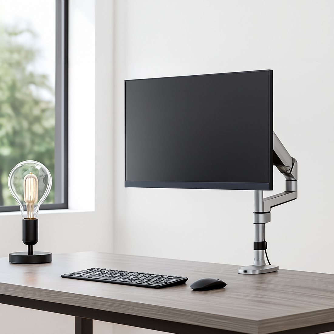 uchwyt do monitora z USB-C, uchwyt biurkowy z portami usb, ramię do monitora deluxe, uchwyt Spacetronik z USB, uchwyt monitorowy sprężynowy, uchwyt do monitora 40 cali, ramię pole mounted z usb, ergonomiczny uchwyt monitora