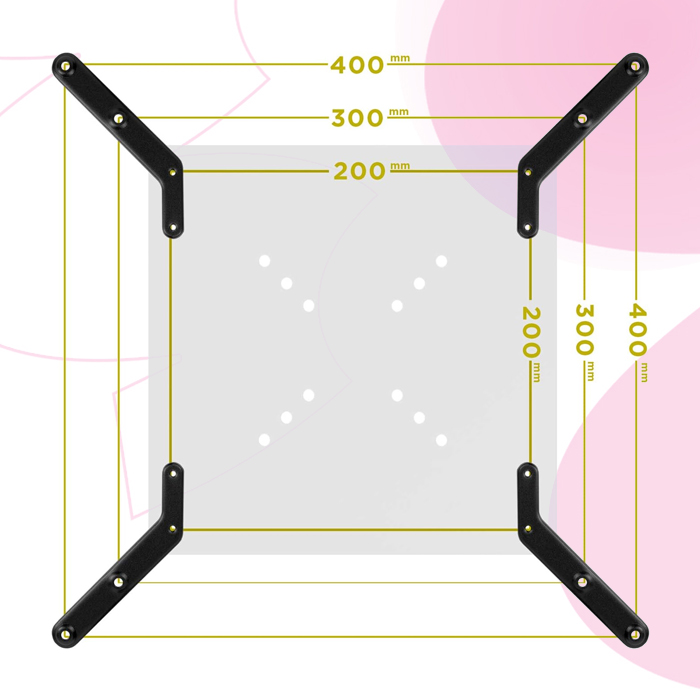 adapter vesa 400x400, uchwyt do tv 55 cali, rozszerzenie vesa, tv mount adapter, montaż tv vesa, uniwersalny adapter do telewizora, stalowy adapter vesa, vesa 300x300 400x400