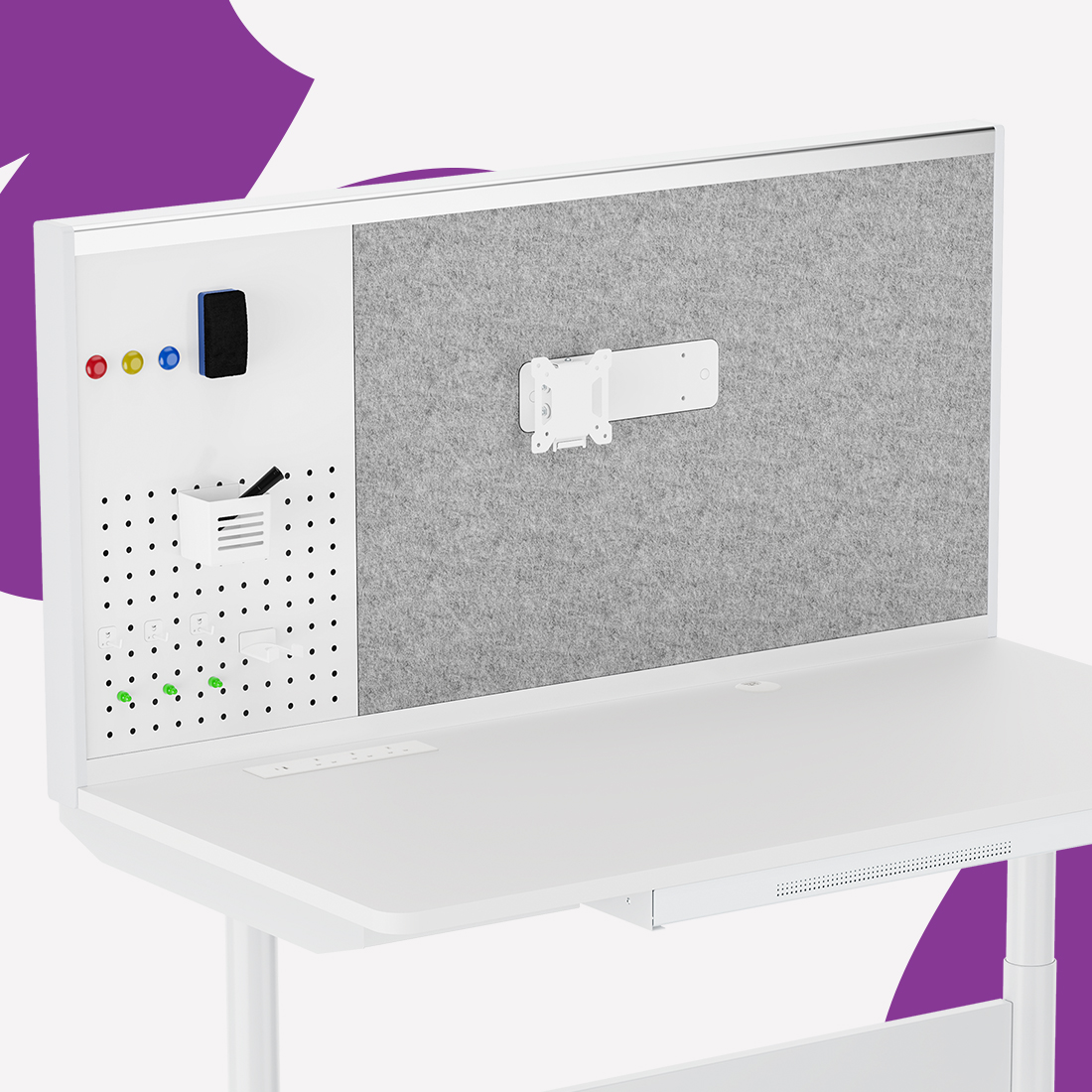 biurko z uchwytem na monitor, biurko z tablicą perforowaną, biurko z filcową tablicą, biurko z organizerem na notatki, biurko z VESA mount, biurko do pracy z monitorem, biurko z tablicą suchościeralną, biurko z miejscem na przypinki, ergonomiczne biurko z tablicą, nowoczesne biurko z uchwytem monitorowym