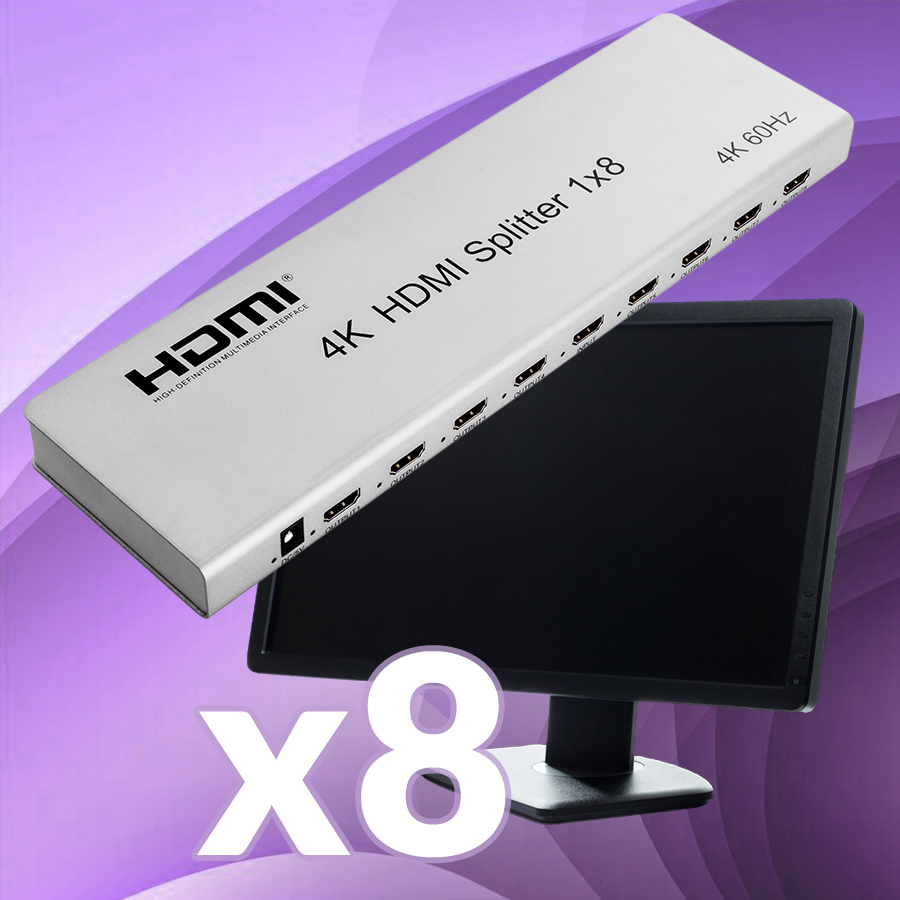 rozgałęźnik HDMI 1x8, rozdzielacz HDMI 4K 60Hz, HDMI HDR EDID, splitter HDMI 1 na 8, urządzenie HDMI-CEC, rozdzielacz sygnału HDMI, akcesoria do monitorów, HDMI do telewizora