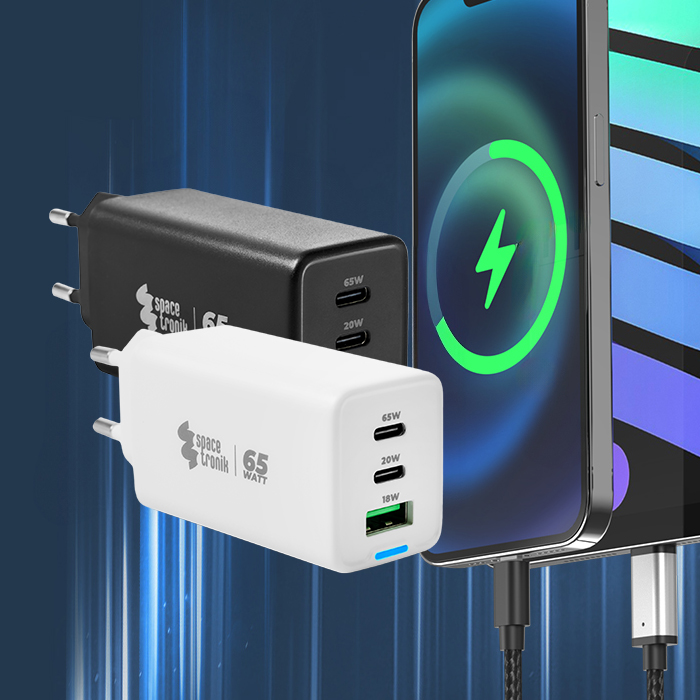 ładowarka 65W, szybkie ładowanie, power delivery, quick charge, USB-C, USB-A, szybka ładowarka, uniwersalna ładowarka, ładowanie laptopa, smartfon ładowarka