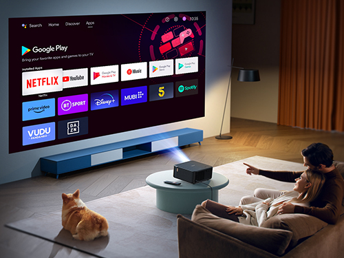 Projektor ze smart TV netflix, youtube android tv