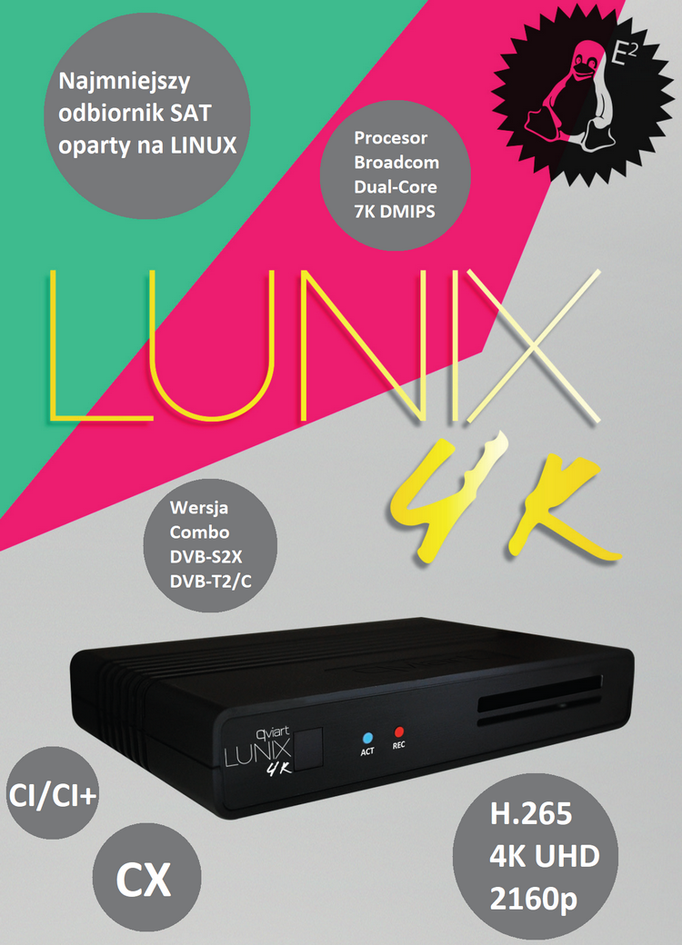 LUNIX 4K DVB-S2X DVB-T2/C H.265 CI+ - Tuner Enigma2 Linux