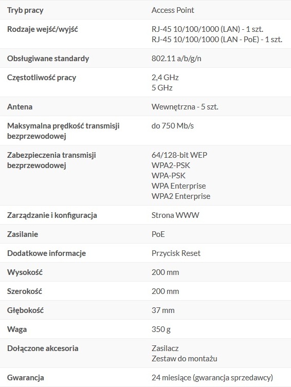 specyfikacja urzadzenia